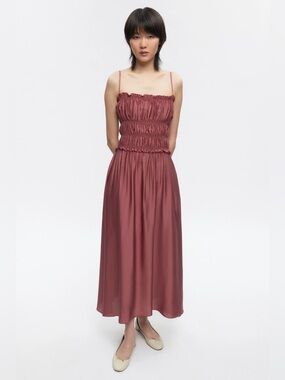 KOTN Ruffle Midi Dress in Dusty Rose